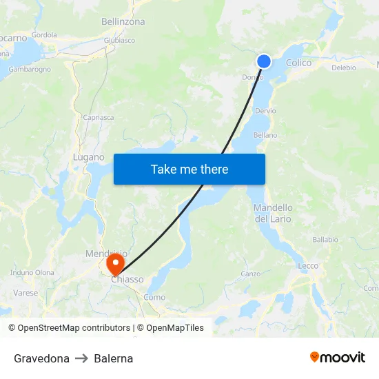 Gravedona to Balerna map