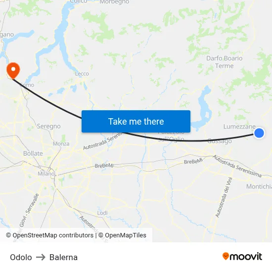 Odolo to Balerna map