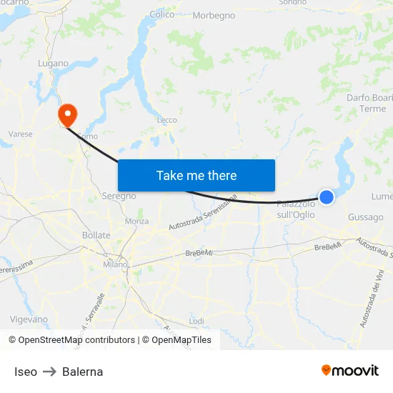 Iseo to Balerna map