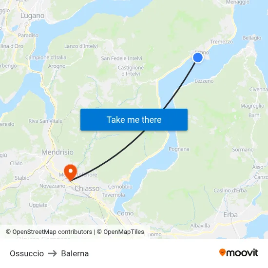 Ossuccio to Balerna map