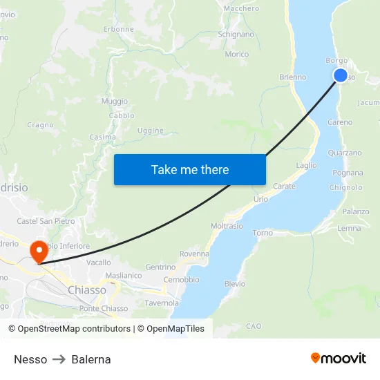 Nesso to Balerna map