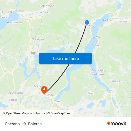 Garzeno to Balerna map