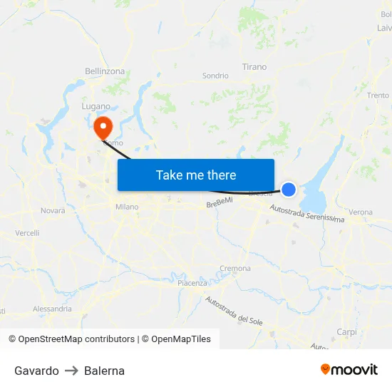 Gavardo to Balerna map