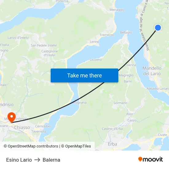 Esino Lario to Balerna map