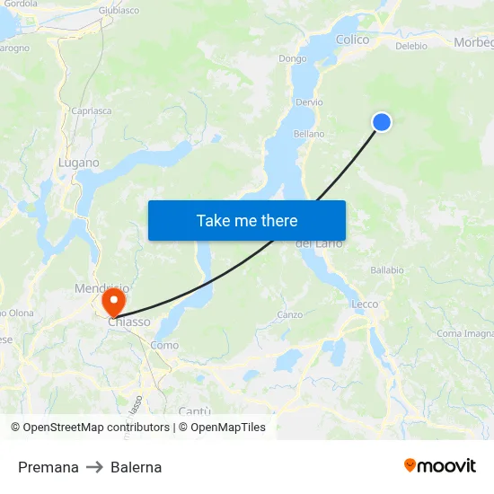 Premana to Balerna map