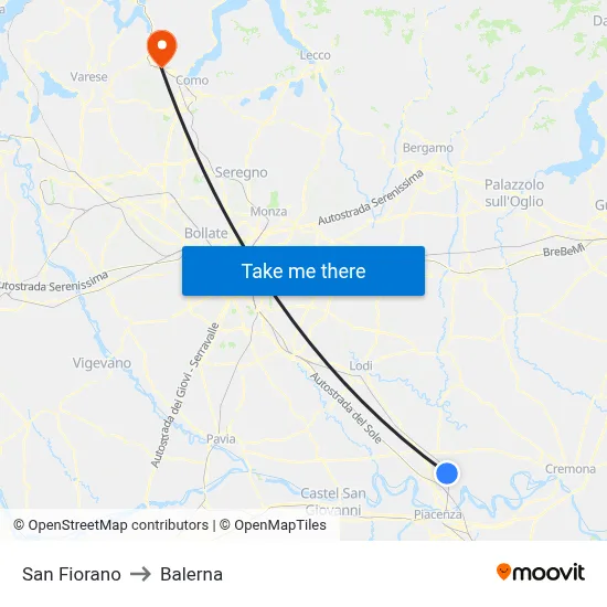 San Fiorano to Balerna map