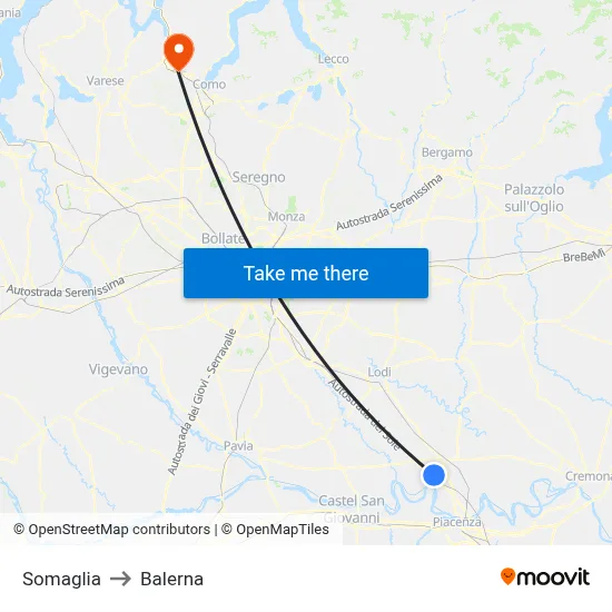 Somaglia to Balerna map