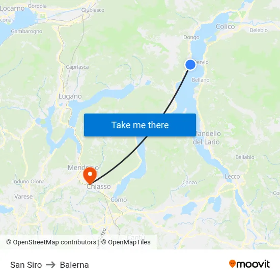 San Siro to Balerna map