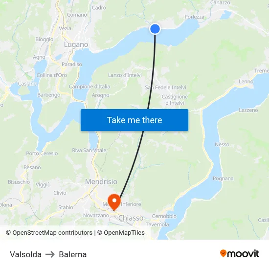 Valsolda to Balerna map