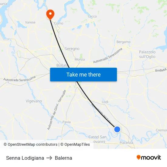 Senna Lodigiana to Balerna map