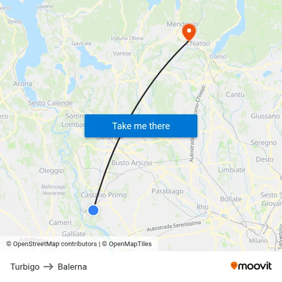 Turbigo to Balerna map