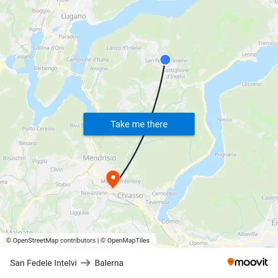 San Fedele Intelvi to Balerna map