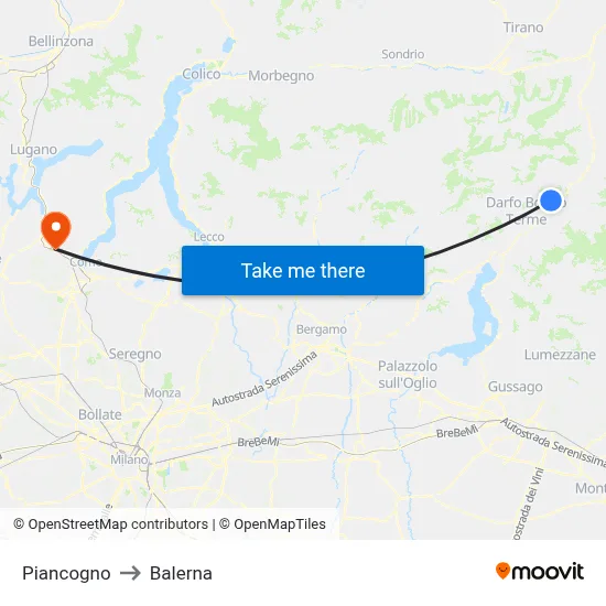 Piancogno to Balerna map