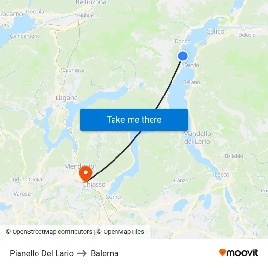 Pianello Del Lario to Balerna map