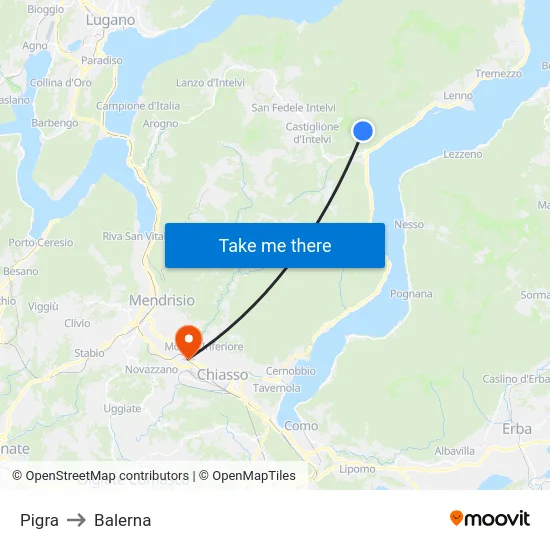 Pigra to Balerna map