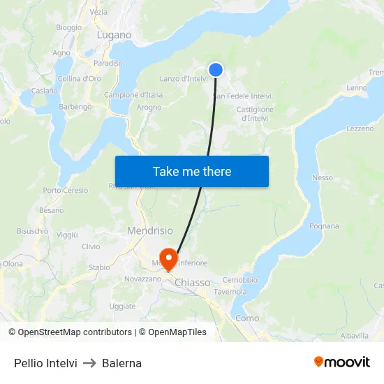 Pellio Intelvi to Balerna map
