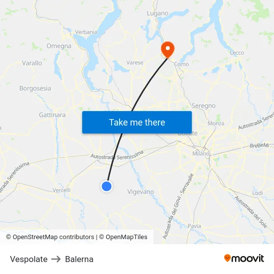Vespolate to Balerna map