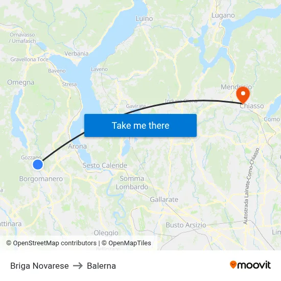 Briga Novarese to Balerna map