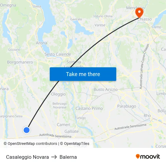 Casaleggio Novara to Balerna map