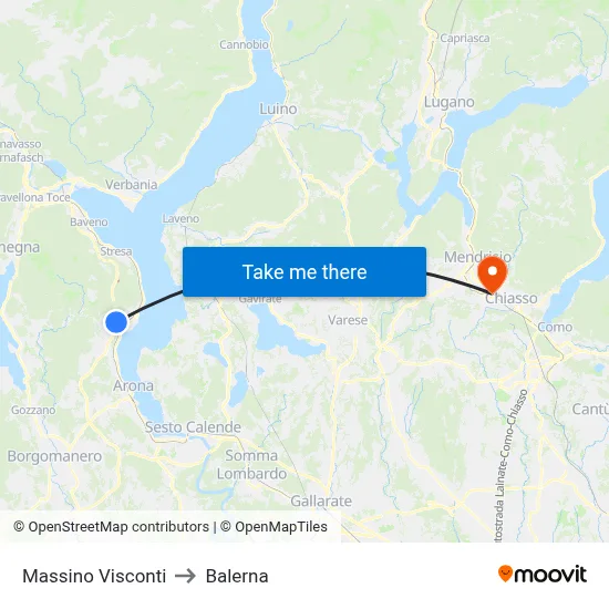 Massino Visconti to Balerna map