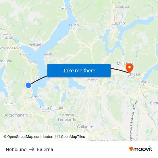 Nebbiuno to Balerna map