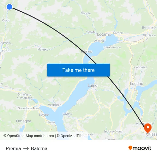 Premia to Balerna map
