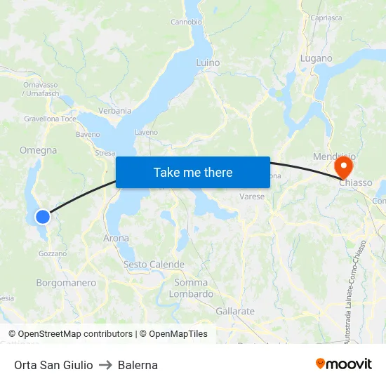 Orta San Giulio to Balerna map