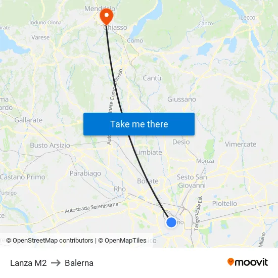Lanza M2 to Balerna map