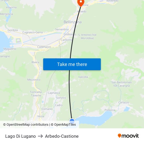 Lago Di Lugano to Arbedo-Castione map