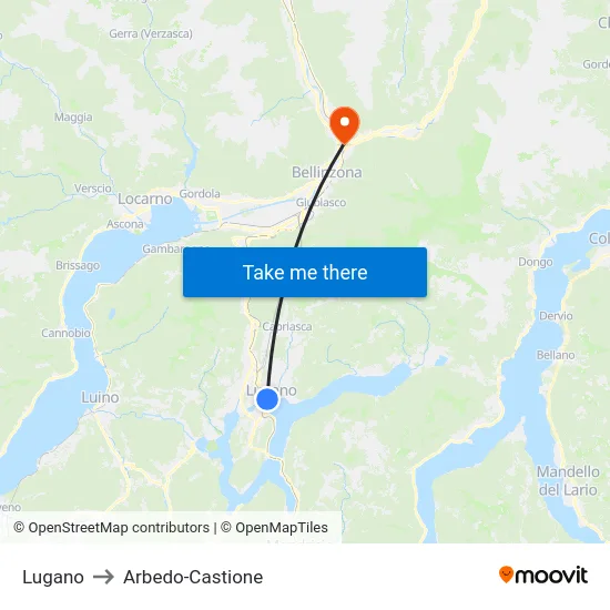 Lugano to Arbedo-Castione map