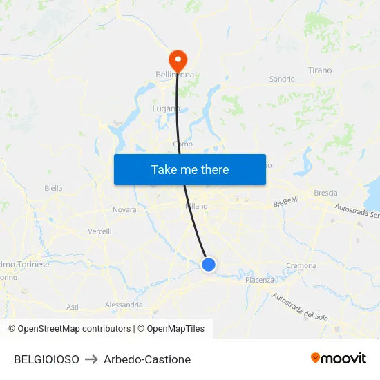 Belgioioso to Arbedo-Castione map