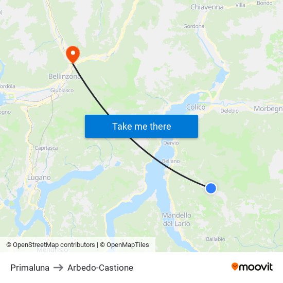 Primaluna to Arbedo-Castione map