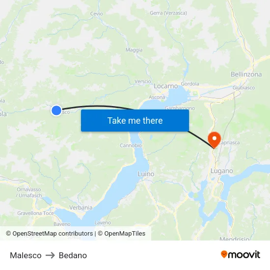 Malesco to Bedano map