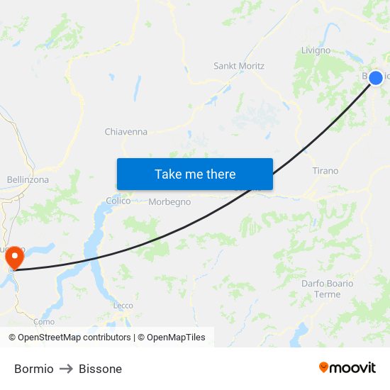 Bormio to Bissone map