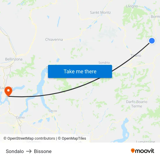 Sondalo to Bissone map