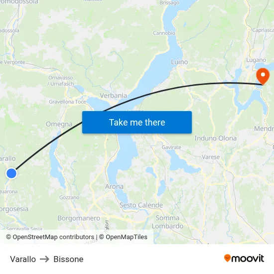 Varallo to Bissone map