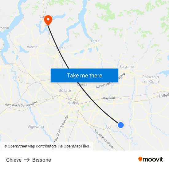 Chieve to Bissone map