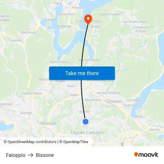 Faloppio to Bissone map