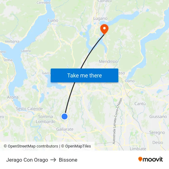 Jerago con Orago to Bissone map