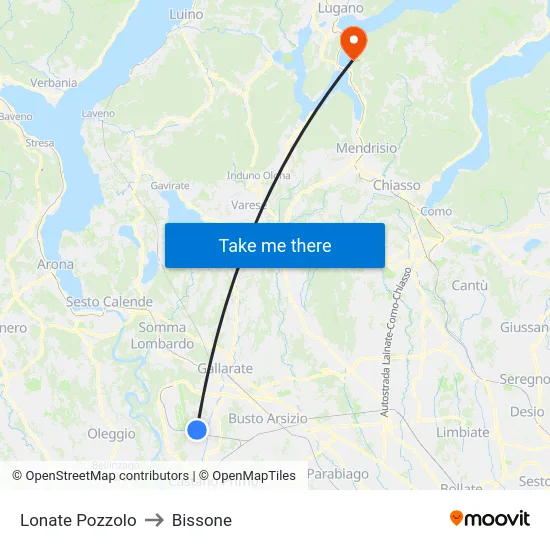 Lonate Pozzolo to Bissone map