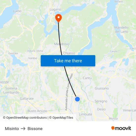 Misinto to Bissone map