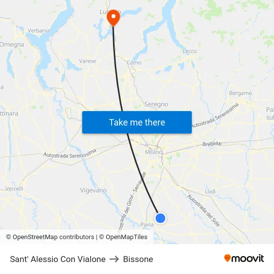 Sant'Alessio con Vialone to Bissone map