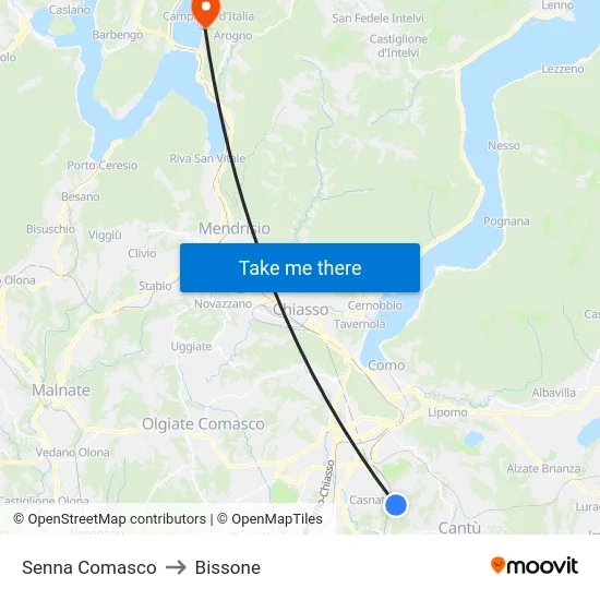 Senna Comasco to Bissone map