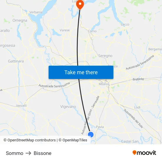 Sommo to Bissone map