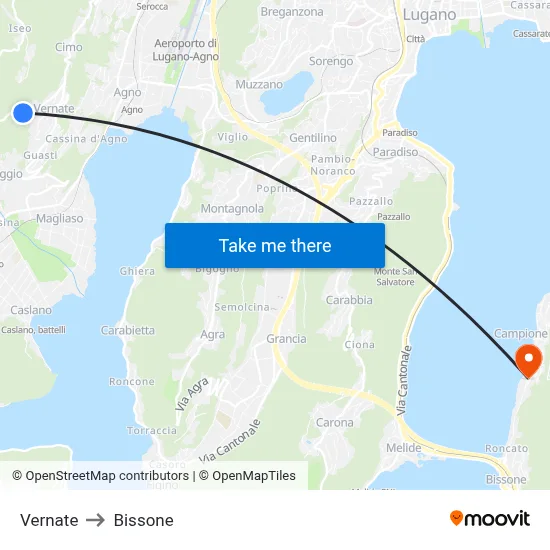 Vernate to Bissone map