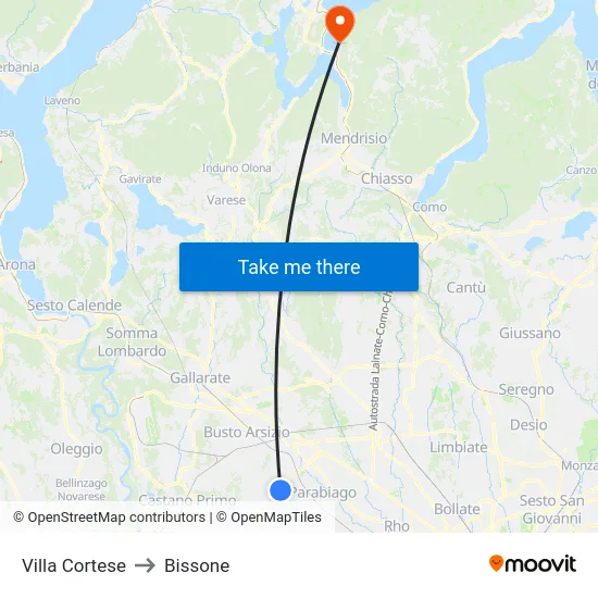 Villa Cortese to Bissone map