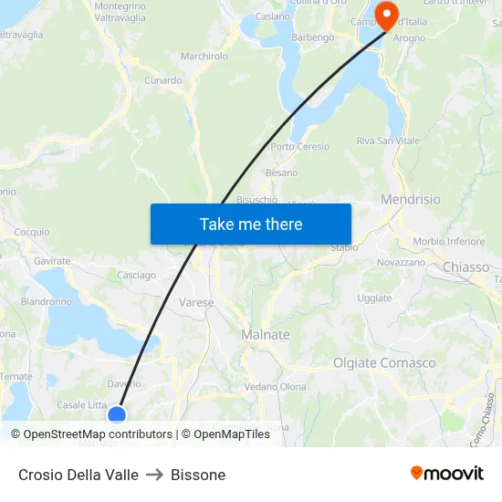 Crosio Della Valle to Bissone map