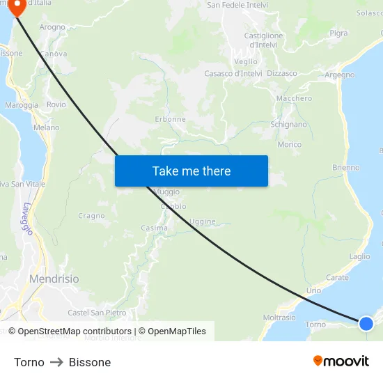 Torno to Bissone map