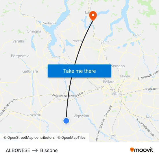 Albonese to Bissone map