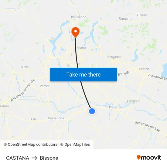 Castana to Bissone map